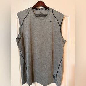 Nike Pro Gray and Black Dri-Fit Fitted Sleeveless Tank Top Men's Size XL
